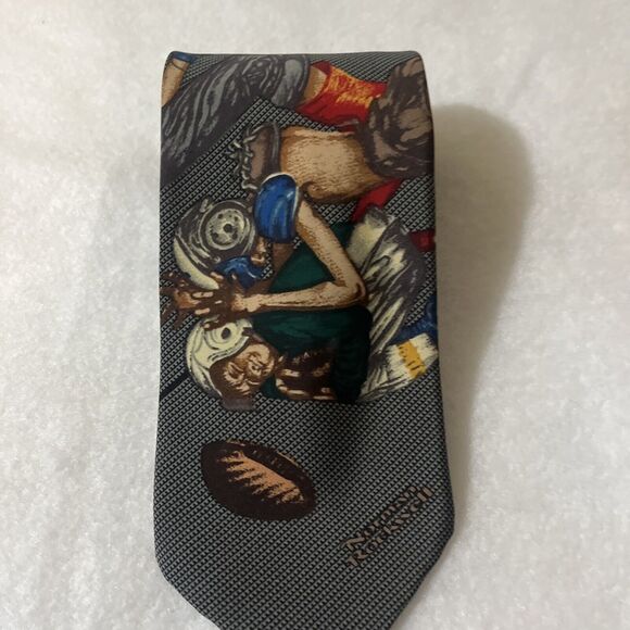 Norman Rockwell Football Brown & Bigelow Novelty Silk Necktie 56” - Picture 5 of 6